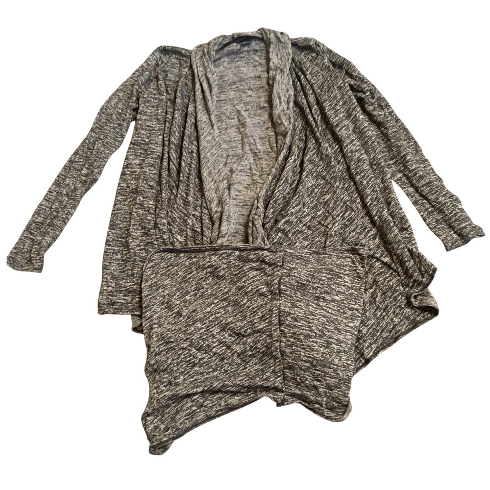 DKNY Jeans Cardigan Womens Small Grey Marled Open Front Draped Space Dye Knit